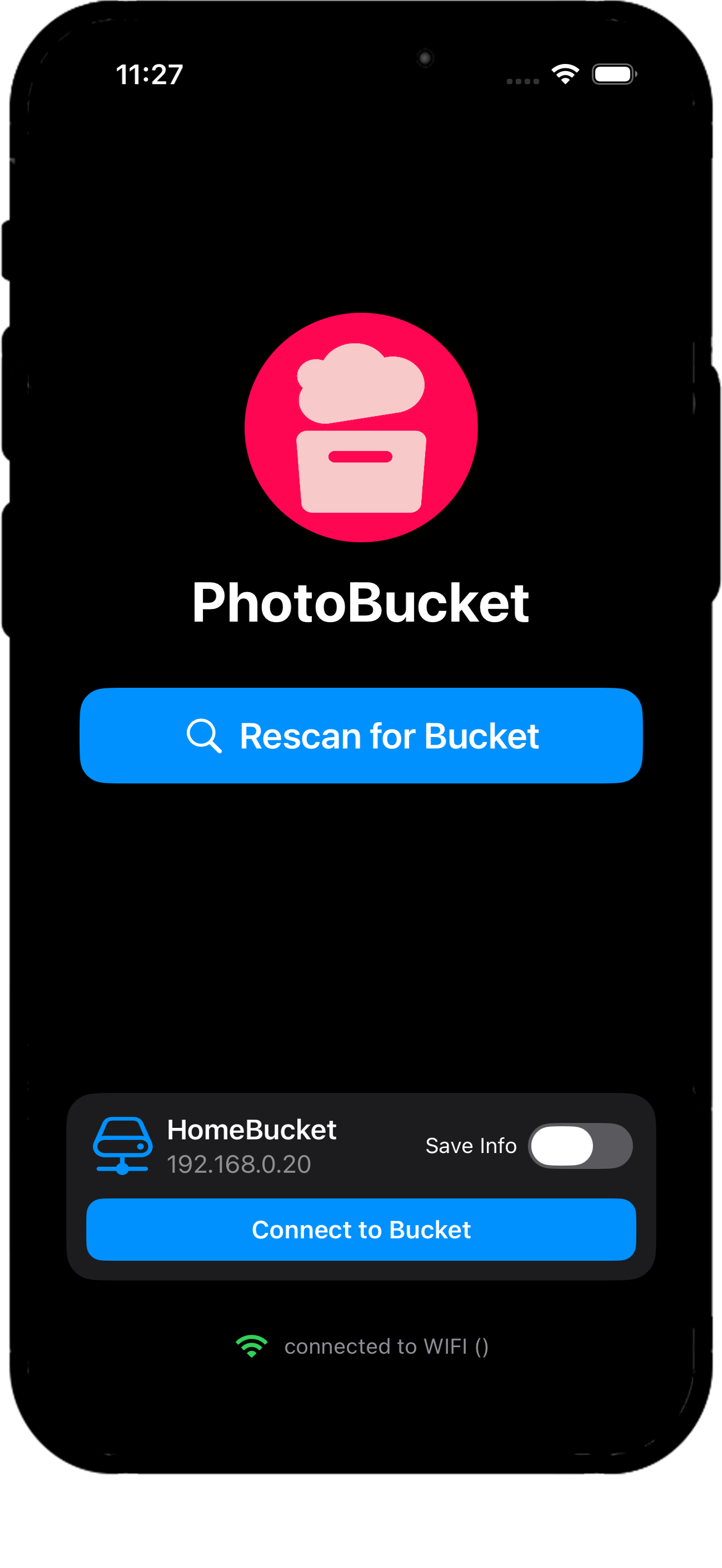 Connect to Bucket Screen